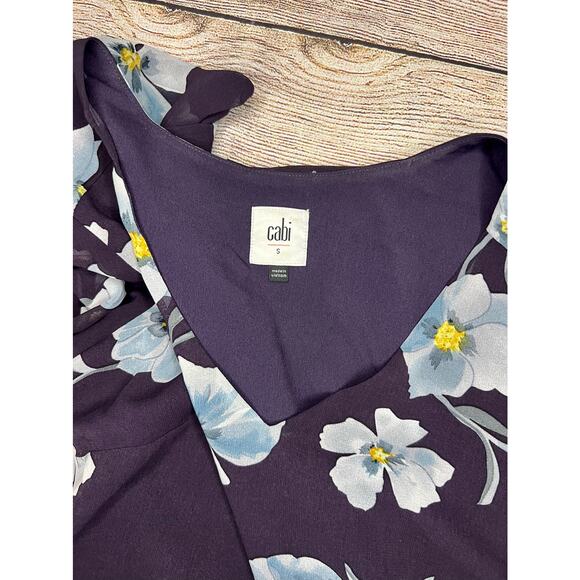 Cabi 4018 Ellery floral dress size S EUC purple side zip fully line side zip - Picture 11 of 12